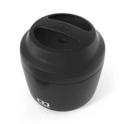 Abbildung von monbento Thermobehälter für Essen MB Element Onyx Auslaufsicher und Lebensmittelbehälter Hält Speisen bis zu 10 Stunden Warm/Kalt Perfekt Büro/Meal Prep/Schule Lebensmittelecht Schwarz