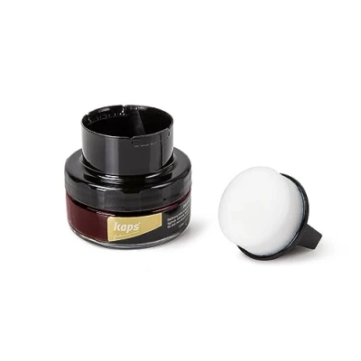 Abbildung von Kaps Professional Schuhpflege Delicate Cream mit Schaumaplikator Schuhcreme &amp; Pflegemittel zur Reinigung und Auffrischung von Naturleder Synthetik (50ml) (110 Braun)