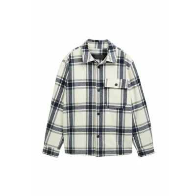 Abbildung von TOM Tailor Denim Kariertes Jeansjacke, Herren, Größe: Small, Beige wool check