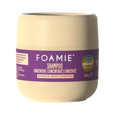 Abbildung von Foamie Shampoo Konzentrat Reparatur, 3x konzentrierte Pflege, nachhaltige Verpackung, aufbauend, silikonfrei, vegan, mit Niacinamid &amp; Betain, 150ml