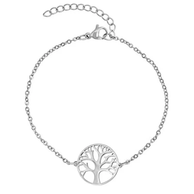 Abbildung von Nuoli® Lebensbaum Armband Damen Silber (15 + 5cm verstellbar) mit Baum des Lebens Anhänger für Frauen &amp; Mädchen, aus Edelstahl