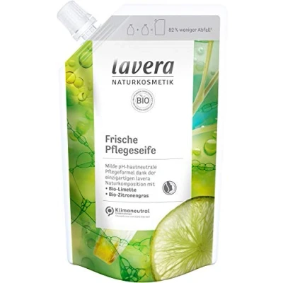 Abbildung von lavera Nachfüllbeutel Frische Pflegeseife Bio Limette &amp; Zitronengras milde Reinigung vegan pH hautneutral 6er Pack(6 x 500 ml)