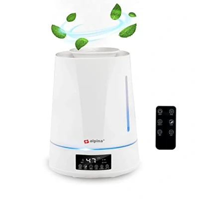 Abbildung von Alpina Luftbefeuchter 4L Ultrasonic Nebel mit Timer Aromatherapien Nachtlicht Fernbedienung Weiß