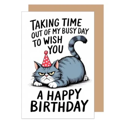 Abbildung von Edition Seidel Premium Geburtstagskarte mit Umschlag. Glückwunschkarte Grußkarte Karte lustigem Spruch Geburtstag Happy Birthday Mann Frau Kind Katze (G3640 SW024)