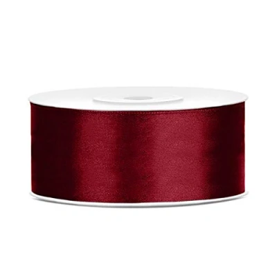 Abbildung von Satinband Polyester Schleifenband Seidenband Geschenkband 6/12/25/38/50/100 mm x 25 m (Größe 25mm 25m Farbe Dunkelrot)
