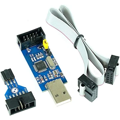 Abbildung von Paradisetronic.com USBasp 3,3V 5V Programmiergerät inkl. ISP Adapter und Kabel, USB Programmer für Atmel AVR Arduino