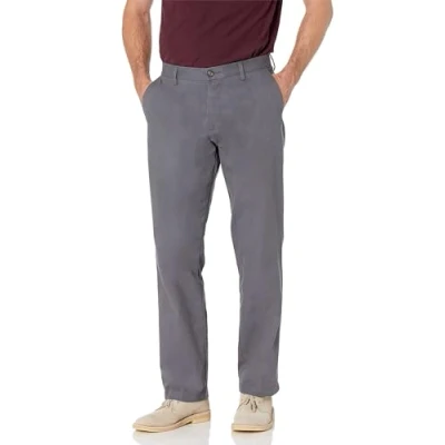 Abbildung von Amazon Essentials Herren Knitterfreie Flatfront Chinohose in klassischer Passform (erhältlich Übergröße), Grau, 34W / 31L