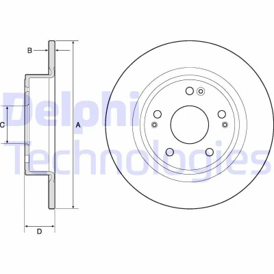 Abbildung von DELPHI BG4801C Bremsscheibe 282 9 5 voll beschichtet unbehandelt ohne Radlager, ABS Sensorring HONDA: HR V II