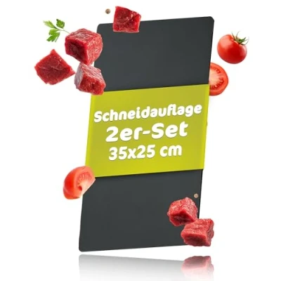 Abbildung von RÖSLE Schneidauflage 2er Set, 35x25cm Schneidematte aus PP Polypropylen, Schwarz Schneideunterlage für die Küche, Spülmaschinengeeignet und Rutschfest