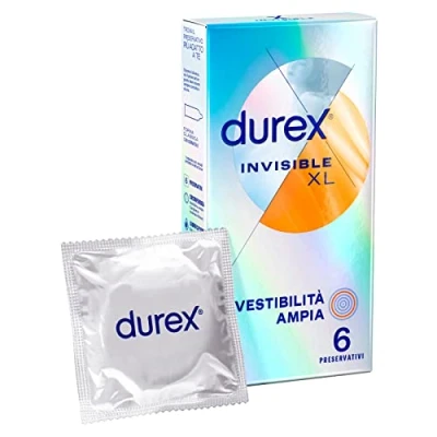 Abbildung von Durex Invisible Kondome ultradünn mit hoher Empfindlichkeit XL, extragroß, 6