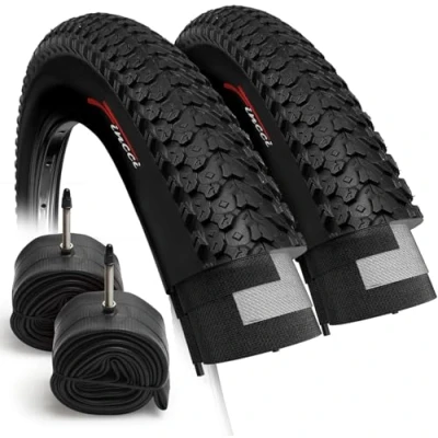Abbildung von Fincci Set Paar Fahrradreifen 26 x 2.125 Zoll 57 559 Fahrradmantel Faltbar Reifen Cupar mit Sclaverandventil Schläuche für MTB Mountainbike Hybrid Fahrrad Mantel (2er Pack)