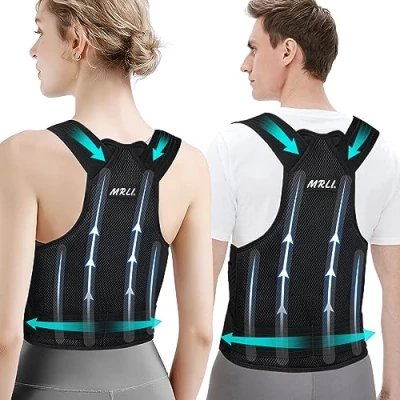 Abbildung von Rückenstützgürtel Rücken Geradehalter Haltungskorrektur Damen: Verstellbare Haltung Korrektur Gurt für herren Atmungsaktive Back Posture Corrector Gerade Haltungstrainer Schwarz M