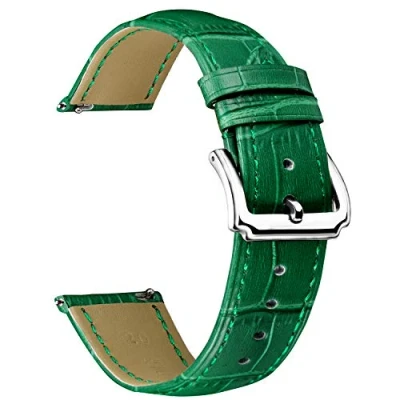 Abbildung von BINLUN Leder Uhrenarmband Schnellwechsel Lederarmband Ersatz für Herren Damen 10mm, 12mm, 14mm, 15mm, 16mm, 17mm, 18mm, 19mm, 20mm, 21mm, 22mm, 23mm Grün