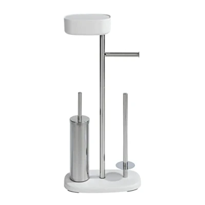 Abbildung von WENKO Stand WC Garnitur mit Box Mod. Rivazza, Toilettenpapier Halter Ablage, Bürstenhalter, Ersatzrollenhalter, Edelstahl