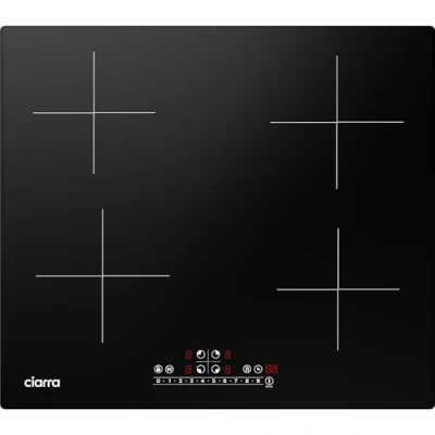 Abbildung von CIARRA CBBIH4B 4 Zonen Einbau Induktionskochfeld mit Power Booster Touch Bedienung Kochfeld Induktion Herdplatte Platten 9 Leistungsstufen Induktionskochplatte 60cm (7,200W)