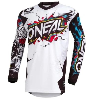 Abbildung von O&#039;NEAL Motocross Trikot Enduro Motorrad Passform für Maximale Bewegungsfreiheit, Eingenähter Ellbogenschutz, Atmungsaktiv Element Jersey Villain Erwachsene Weiß Größe L