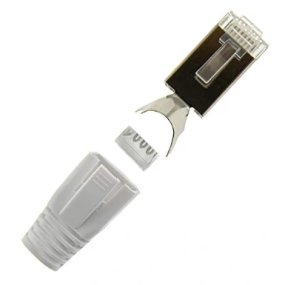 Abbildung von SeKi 10x Netzwerkstecker Weiss CAT 7 6A 5 RJ45 LAN Netzwerk Crimp Stecker Knickschutz