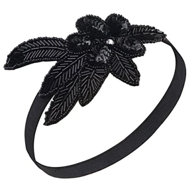 Abbildung von BABEYOND 1920s Stirnband Damen 20er Jahre Stil Haarband Gatsby Kostüm Accessoires (Schwarz)