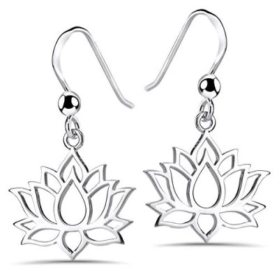 Abbildung von MATERIA Lotusblume Ohrringe Silber 925 hängend Lotusblüte Ohrhänger Lotus Schmuck für Damen Teenager SO 73