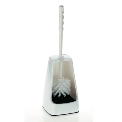 Abbildung von Kela Klobürste mit Behälter halbseitig geöffnet, Toilettenbürste, WC Bürstengarnitur Levin, Kunststoff, weiß, 38 cm