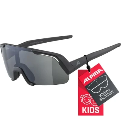 Abbildung von ALPINA ROCKET YOUTH Verspiegelte und Bruchsichere Sport &amp; Fahrradbrille Mit 100% UV Schutz Für Kinder, black matt, One Size