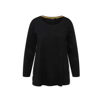 Abbildung von Ulla Popken Damen Plissee Einsatz T Shirt, schwarz, 42 44