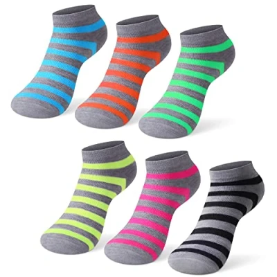 Abbildung von L&amp;K II 12 Paar Kurz Sportsocken Damen Füßlinge Baumwolle Sneaker Socken Sommer Farbstreifen 92239 N Größe 35 38