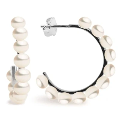 Abbildung von Perlenohrringe Creolen mit Weißen Süßwasser Zuchtperlen Weiß Secret &amp; You 4 5 mm Perlen 925 Sterling Silber