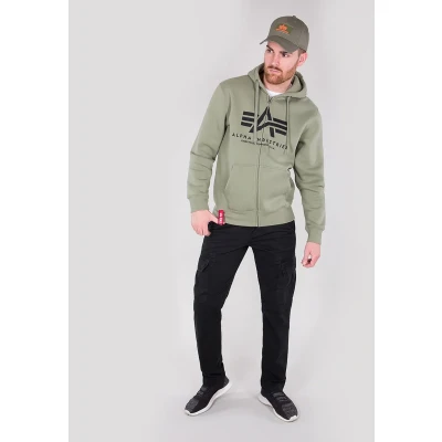 Abbildung von Alpha Industries Basic Hoody Sweatjacke, Herren, Größe: Medium, Olive