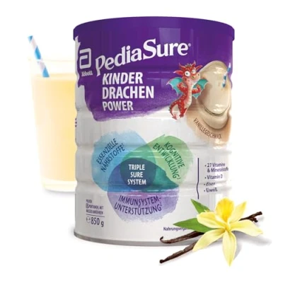 Abbildung von Pediasure Kinder Drachen Power Vanille 850g leckerer Nahrungsergänzungsshake für ab 1 Jahrmit 27 Vitaminen &amp; Mineralien, Protein und triplesure KomplexVerpackung kann variieren