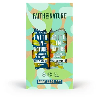 Abbildung von Faith In Nature Natural Grapefruit &amp; Orange Body Care Gift Set, Vegan Cruelty Free, No SLS or Parabens, 2 x 400ml