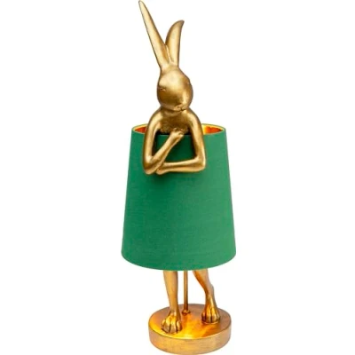 Abbildung von Kare Design Tischlampe Animal Rabbit Grün/Gold, Hasenleuchte, Tischleuchte, Nachttischlampe, Tiermotiv, Schreibtischlampe Kinder, Kippschalter am Kabel, Leuchtmittel nicht inklusive, 68x23x26cm