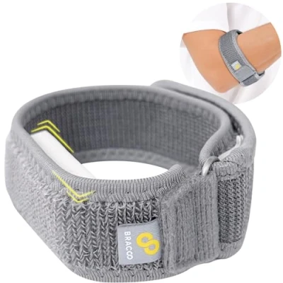 Abbildung von Bracoo EP40 Tennisarm Manschette Golferarm Ellenbogenbandage für mit Eva Kompressionskissen Standard