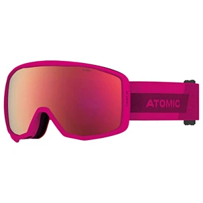 Abbildung von ATOMIC Count JR Cylindrical Skibrille für Kinder Berry/Pink Komfortabler Live Fit Rahmen Over The Glasses kompatibel Brillenträger Klare Sicht Silikon beschichtetes Brillenband