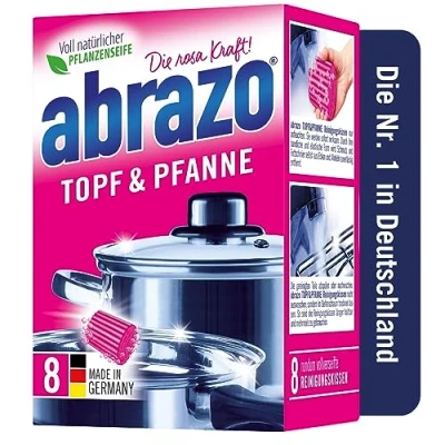 Abbildung von abrazo Topf &amp; Pfanne 8 Reinigungskissen für Töpfe, Grill Backofen, Spülschwamm mit veganer Pflanzenseife, Küchenschwamm, Reinigungsschwamm