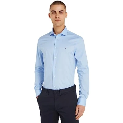 Abbildung von Tommy Hilfiger CORE FLEX Poplin Businesshemd, Herren, Größe: 45, Light blue