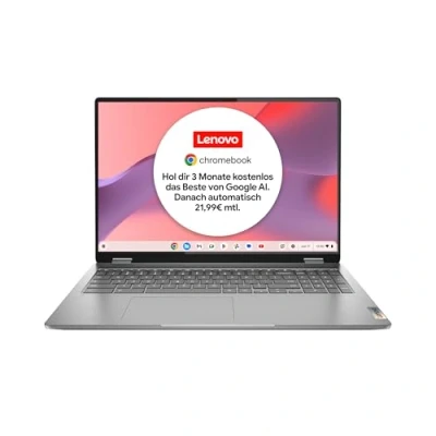 Abbildung von Lenovo Chromebook IdeaPad Flex 3 Convertible Laptop 15.6&quot; Full HD Display Intel Celeron N4500 8GB RAM 128GB eMMC UHD Grafik Chrome OS QWERTZ grau Monate Premium Care
