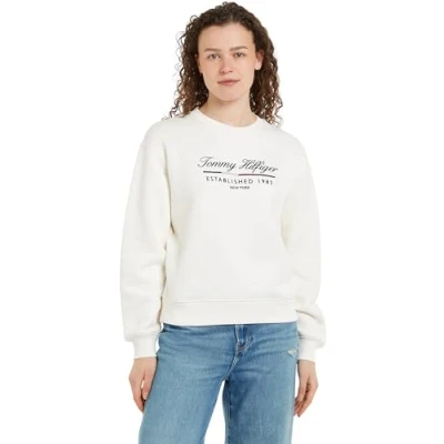 Abbildung von Tommy Hilfiger Damen Sweatshirt mit Rundhalsausschnitt, Beige (Ancient White), L