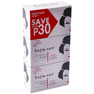 Abbildung von Kojie San Skin Lightening Kojic Acid Soap 3 Bars 100g Fades Age Spots, Freckles, and Other Signs of Sun Damage Heals Acne Blemishes Erases Red Marks Scars by