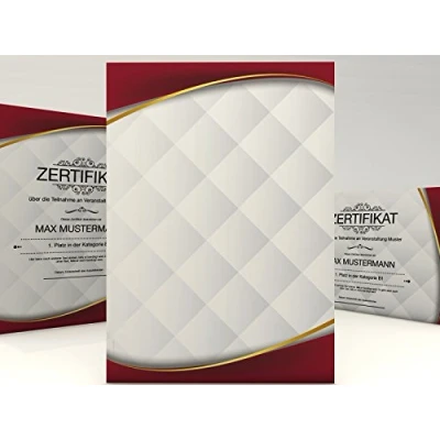 Abbildung von Urkundenpapier &quot;Prime&quot; 10 Blatt modern für Urkunden Zertifikate DIN A4 190g/qm hochwertig Briefpapier Kartonpapier certificate paper Blanko Urkunde Anerkennung Papier