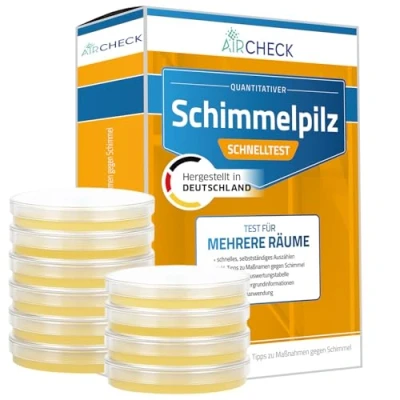Abbildung von Schimmelpilz Schnelltest, 10 Nährböden für mehrere Räume, Made in Germany, inkl. Anleitung und Auswertungsprotokoll