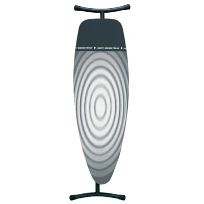 Abbildung von Brabantia Bügelbrett D für Dampfbügeleisen &amp; Dampferzeuger Integrierte hitzebeständige Abstellfläche Höhenverstellbar Solider Vierfußrahmen Titan Oval 135 x 45cm, Schwarz