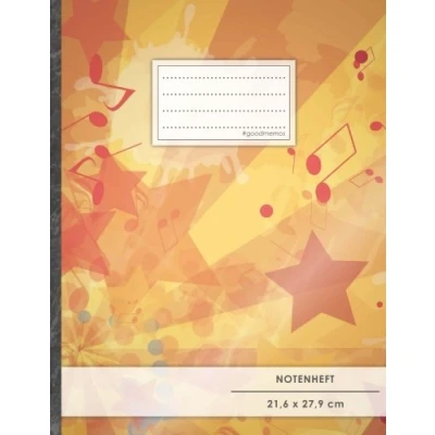 Abbildung von Notenheft: DIN A4 48 Seiten, 24 Blatt, 12 Systeme, „Surprising“ Original #GoodMemos Schulheft Mit Inhaltsverzeichnis und Seitenzahlen, Noten Lineatur 14