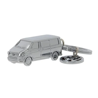 Abbildung von BRISA VW Collection Volkswagen 3D Metall Schlüssel Anhänger Ring Schlüsselbund Accessoire Keyholder im T5/T6 Bulli Bus Design (Antiksilberoptik)