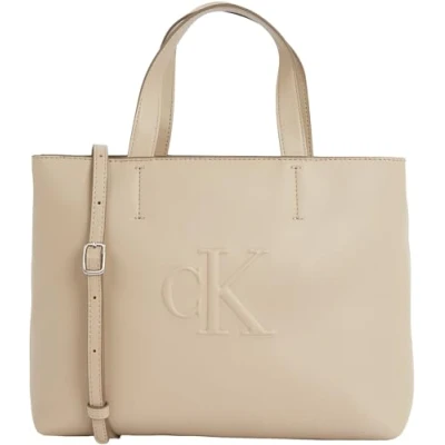 Abbildung von Calvin Klein Damen Tote Bag Tasche Sculpted Mini mit Logo, Grau (Crockery), Einheitsgröße