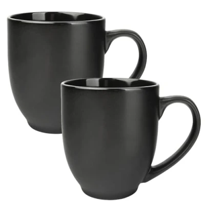 Abbildung von Schramm® Kaffeetassen Set schwarz aus Porzellan wählbar 2, 4 oder 6 Stück 460 ml Kaffeebecherset Kaffeebecher Keramik mit Henkel 2er, 4er 6er Set, Anzahl:2