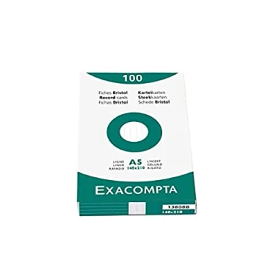 Abbildung von Exacompta 3808B 100er Pack Premium Karteikarten liniert DIN A8 ideal für die Schule, zum Lernen von Vokabeln und passend zur Bunnybox Lernkartei 55 x 74 mm weiß