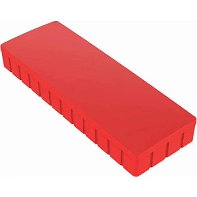 Abbildung von MAUL Magnete MAULsolid 54x19mm (10 Stück) Mini aus Kunststoff mit hoher Haftkraft Starke für Whiteboard und Magnettafel ideal Büro, Homeoffice Werkstatt Rot