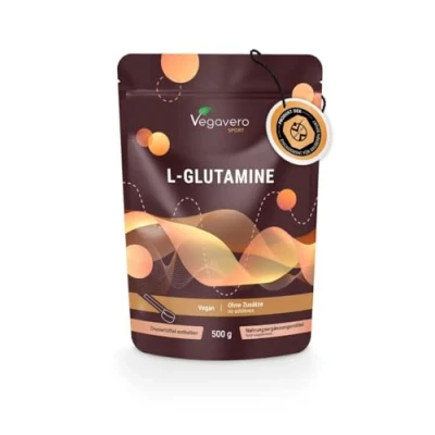 Abbildung von L GLUTAMIN Pulver 500 g Vegan Aus Fermentation Hochdosiert Laborgeprüft Glutamine für Muskelregenaration 100 Portionen Deutsche Produktion von Vegavero®