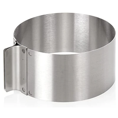 Abbildung von wenco Tortenring verstellbar 16 30 cm, 8 cm hoher Kuchenring aus Edelstahl, Backzubehör für Torten, hitzebeständig bis 180C, rostfrei, silber, spülmaschinengeeignet